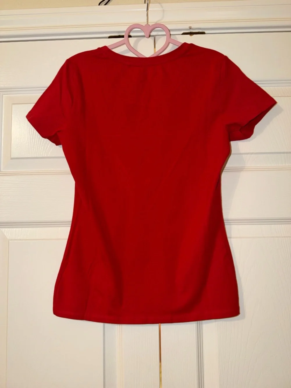 GUESS Red Rhinestone Triangle Logo Tee - Picture 4 of 5